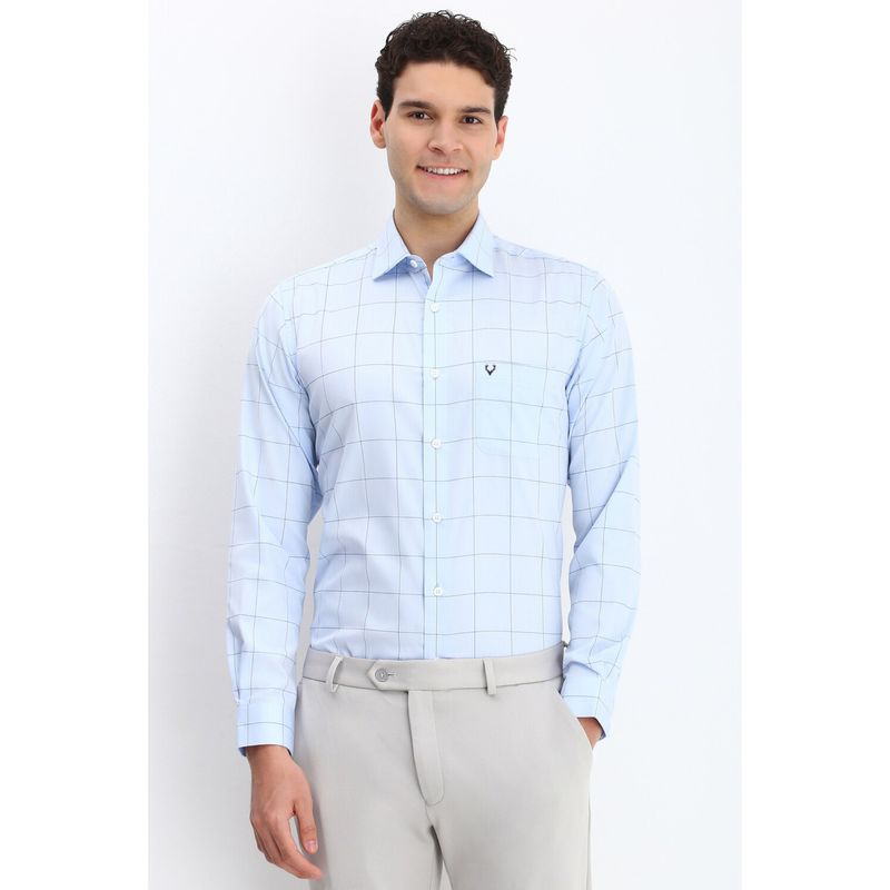 Allen Solly Men Blue Slim Fit Check Full Sleeves Formal Shirts (40)