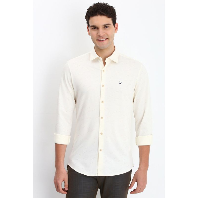 Allen Solly Men Cream Slim Fit Print Full Sleeves Casual Shirts (39)
