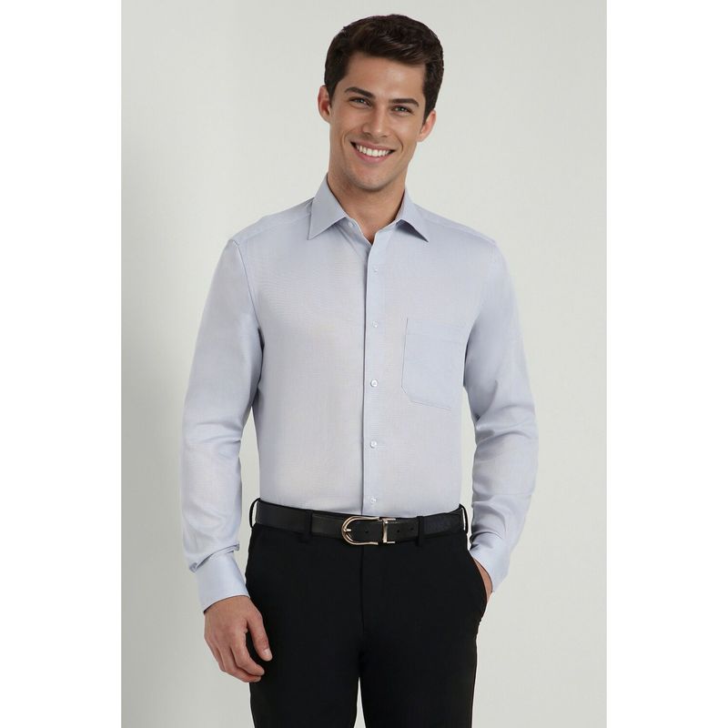 Allen Solly Men Grey Classic Fit Textured Full Sleeves Formal Shirts (42)