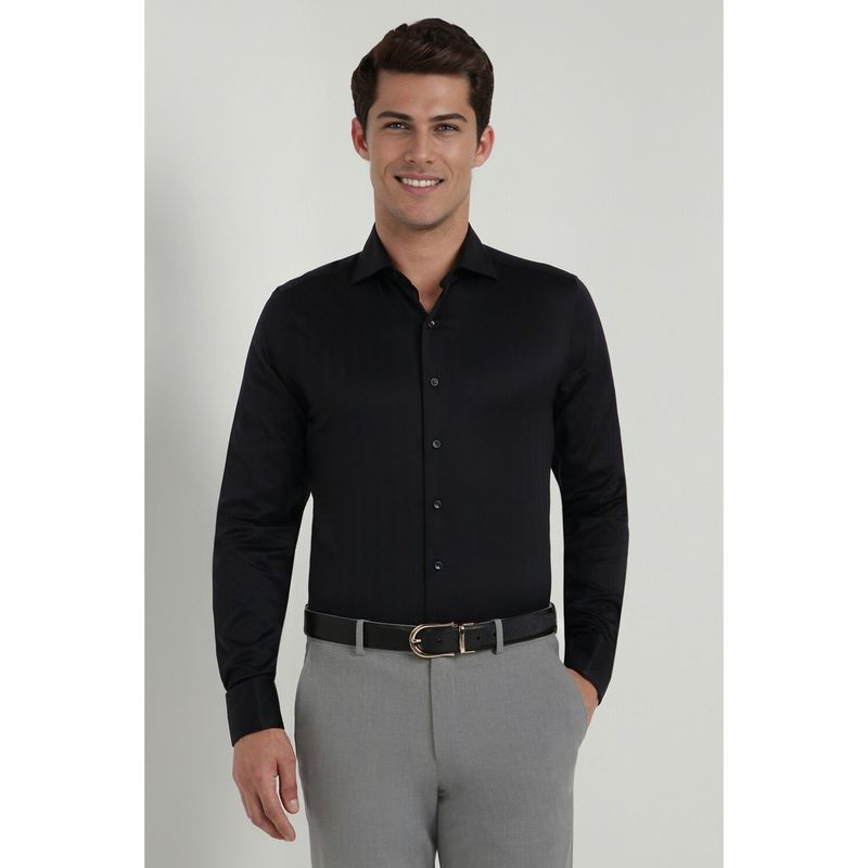 Allen Solly Men Black Slim Fit Solid Full Sleeves Formal Shirts (42)