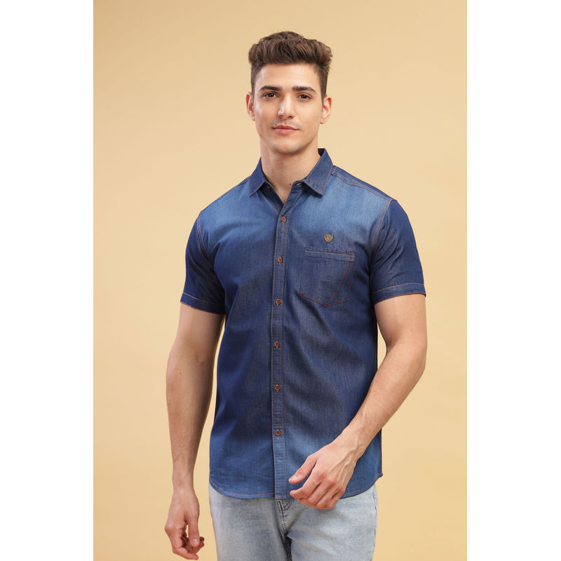KUONS AVENUE Denim Half Sleeve Shirt (M)