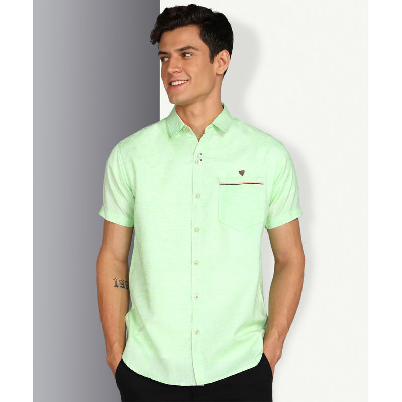 KUONS AVENUE Men's Linen Cotton Half Sleeve Shirt (L)