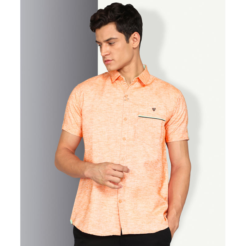 KUONS AVENUE Men's Linen Cotton Half Sleeve Shirt (M)