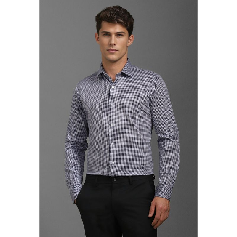 Louis Philippe Men White Slim Fit Print Full Sleeves Formal Shirt (40)