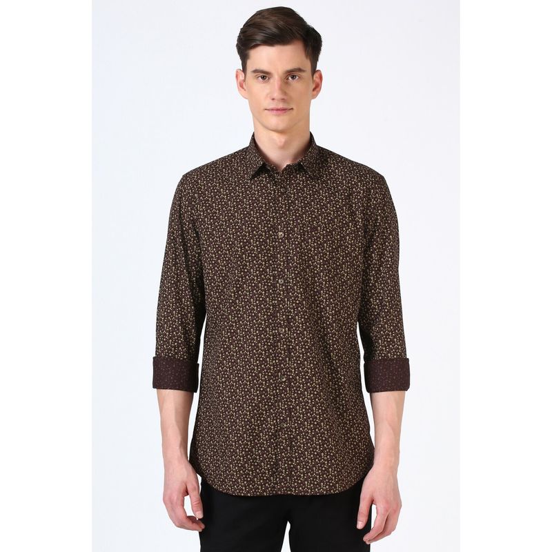 Peter England Men Brown Slim Fit Print Shirt (42)