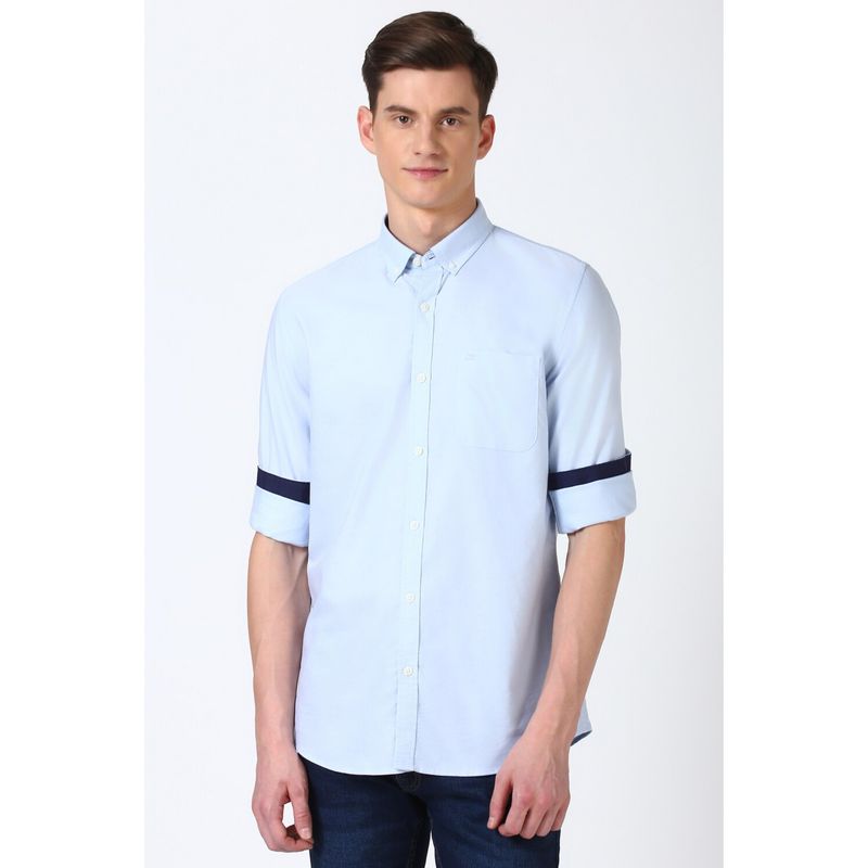 Peter England Men Blue Slim Fit Solid Shirt (39)