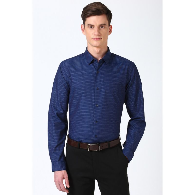 Peter England Men Navy Slim Fit Formal Shirt (44)