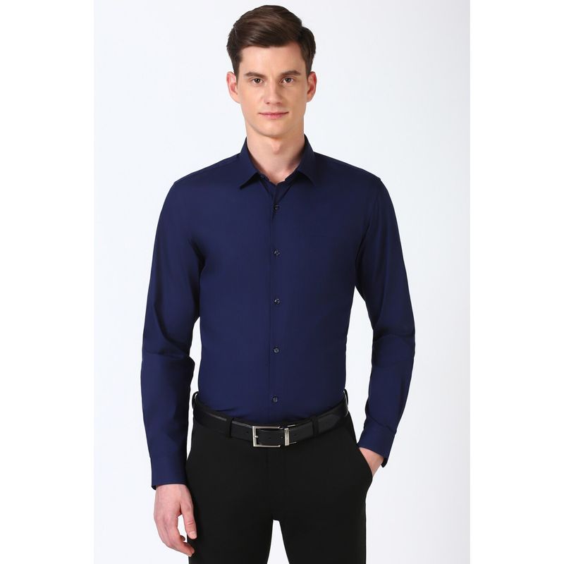 Peter England Men Navy Slim Fit Formal Shirt (42)