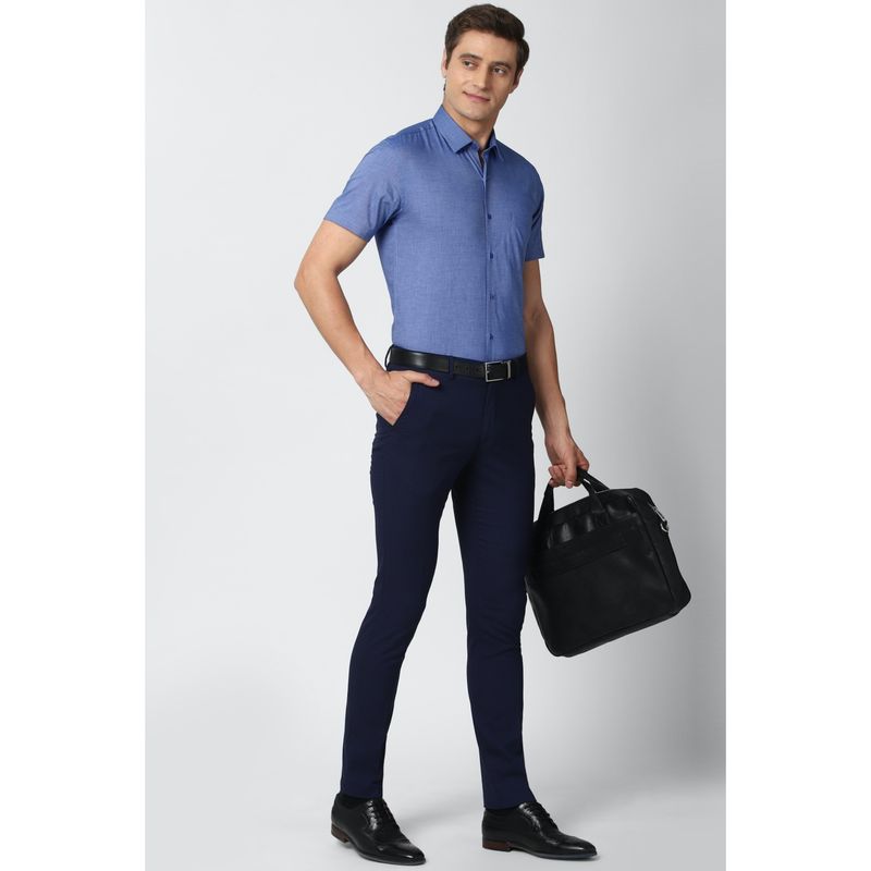 Buy Peter England Men Blue Slim Fit Formal Half Sleeves Formal Shirt Online
