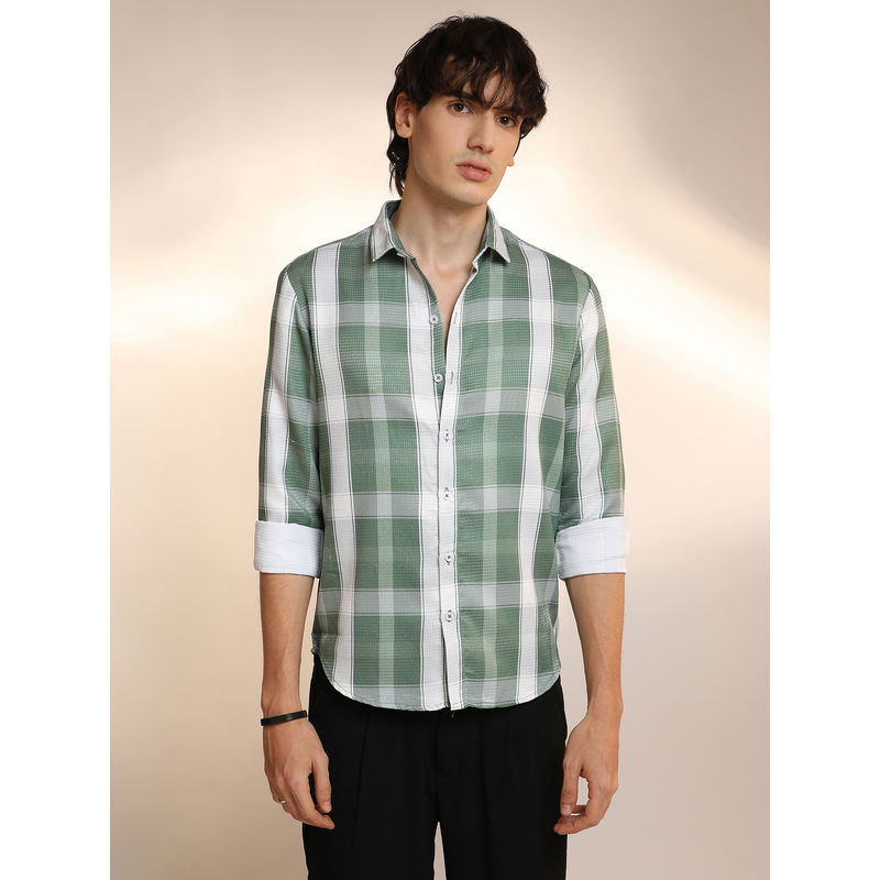 CAHOOT Men'S Sage Green Tartan Plaid Shirt (S)