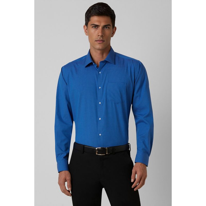 Van Heusen Men Blue Regular Fit Check Full Sleeves Formal Shirt (38)