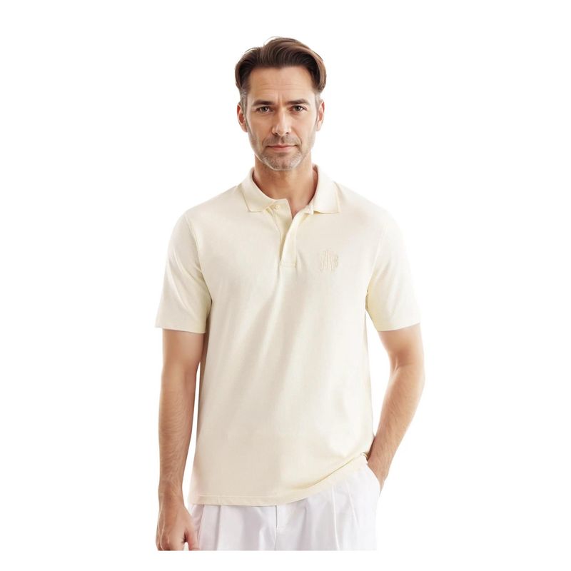 Rare Rabbit Aroe Pastel Yellow Plain Regular Fit Polo T-Shirt (S)