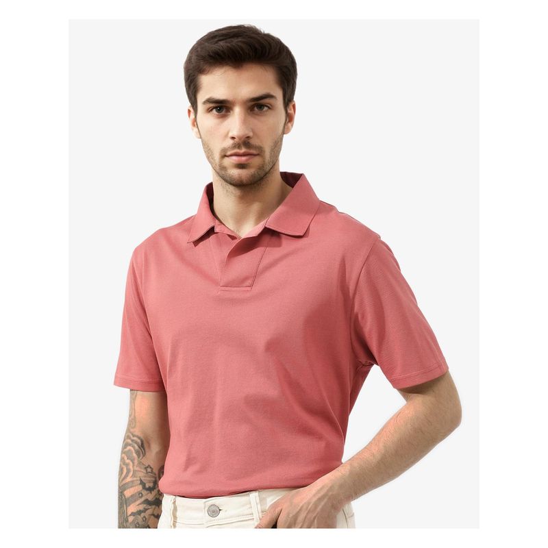 Rare Rabbit Brillio Red Plain Regular Fit Polo T-Shirt (XS)