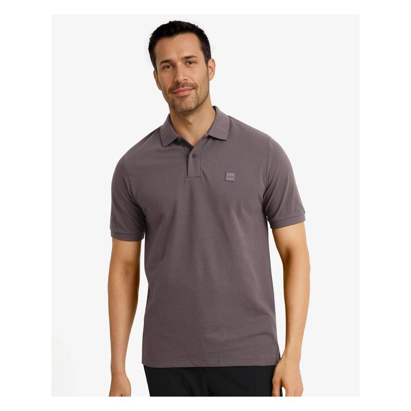 Rare Rabbit Clif Dusky Purple Plain Regular Fit Polo T-Shirt (M)
