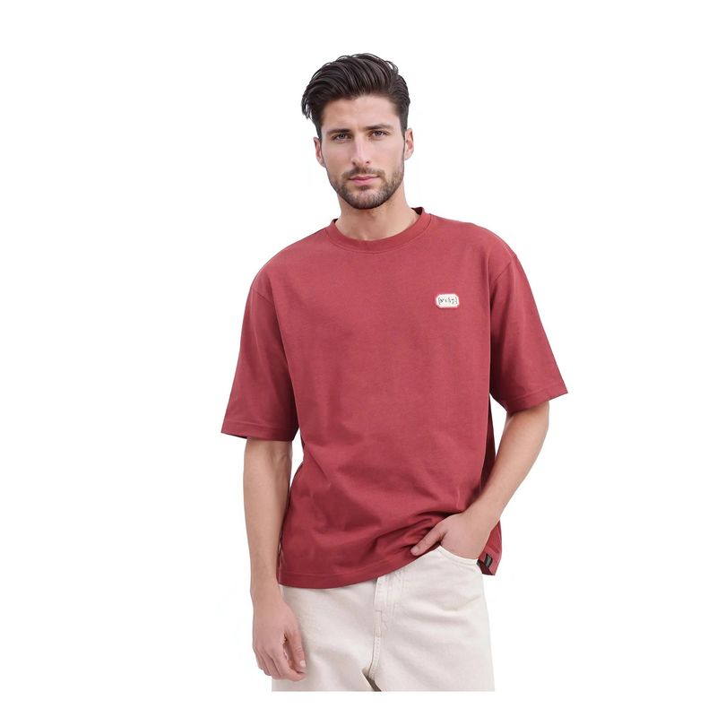 Rare Rabbit Hirm Red Plain Qlo Fit T-Shirt (L)