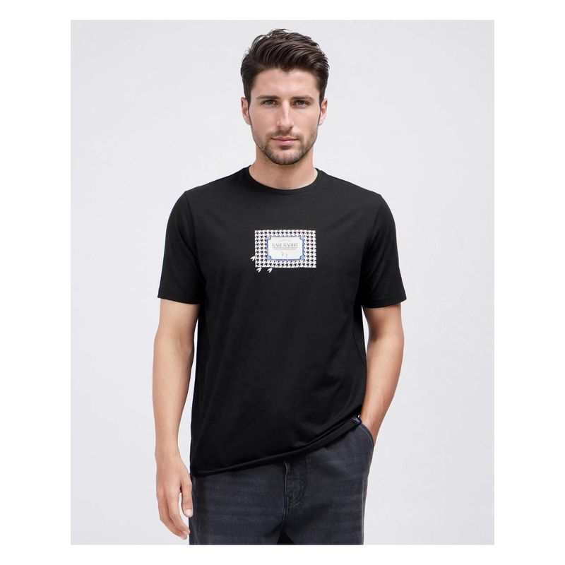 Rare Rabbit Jed Black Graphic Print Regular Fit T-Shirt (L)