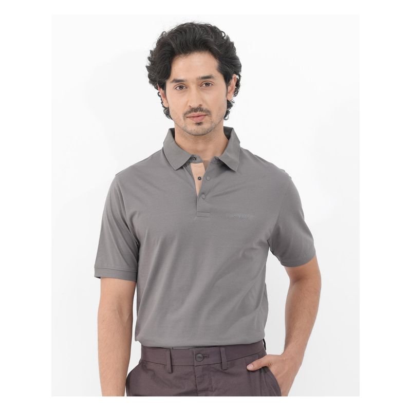 Rare Rabbit Keneth Dusky Purple Plain Regular Fit Polo T-Shirt (M)