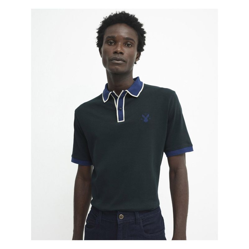 Rare Rabbit Lark Dark Green Plain Regular Fit Polo T-Shirt (XL)