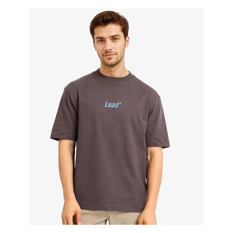 Rare Rabbit Lea Brown Plain Oversized Fit T-Shirt (XS)