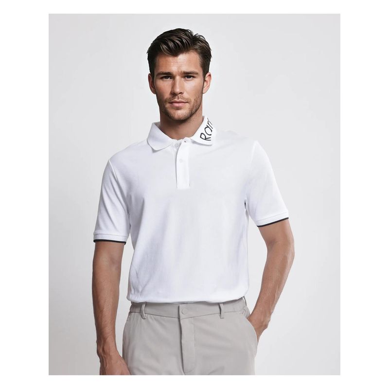 Rare Rabbit Limo White Embroidered Regular Fit Polo T-Shirt (XS)