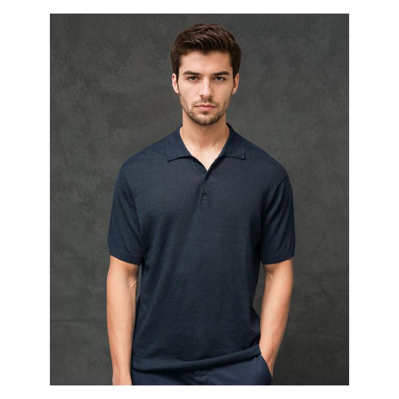 Rare Rabbit Mekko Navy Blue Plain Regular Fit Polo T-Shirt (XS)