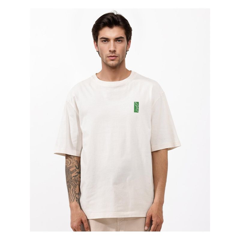 Buy Rare Rabbit Oren Off White Graphic Print Oversized Fit T-Shirt Online
