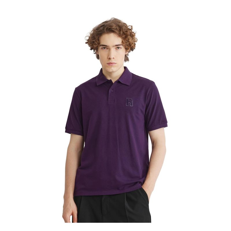 Rare Rabbit Otes Purple Plain Regular Fit Polo T-Shirt (S)