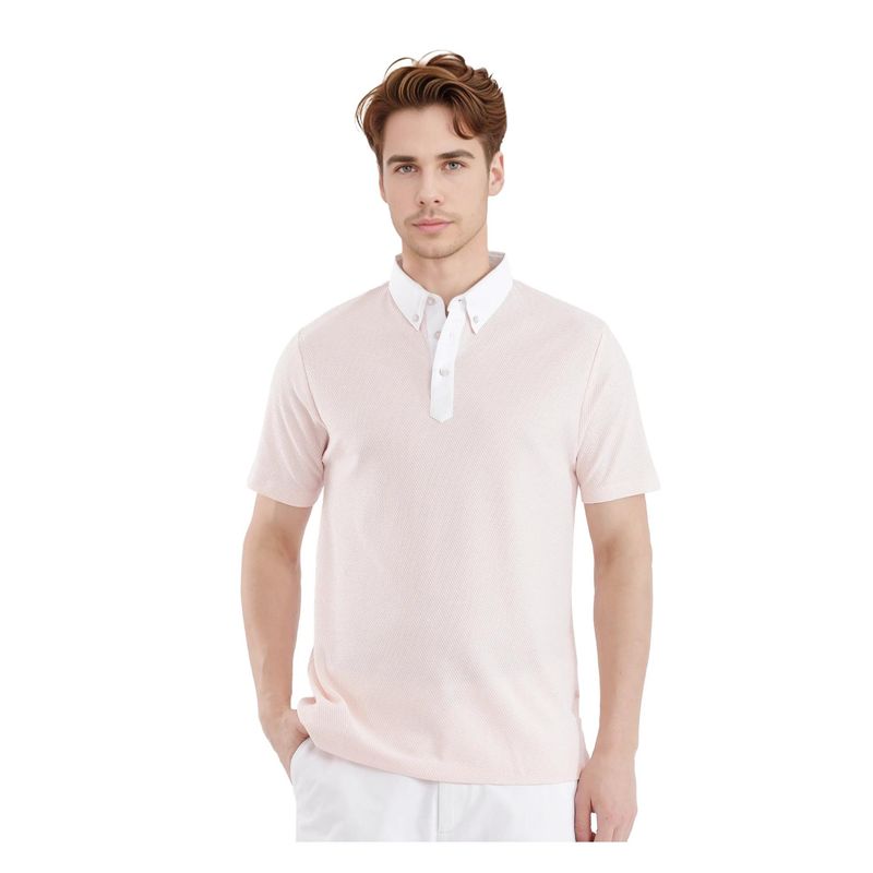 Rare Rabbit Parma 3 Pastel Pink Plain Regular Fit Polo T-Shirt (S)