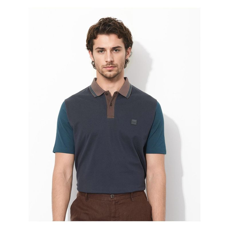 Rare Rabbit Polf Navy Blue Plain Regular Fit Polo T-Shirt (XS)