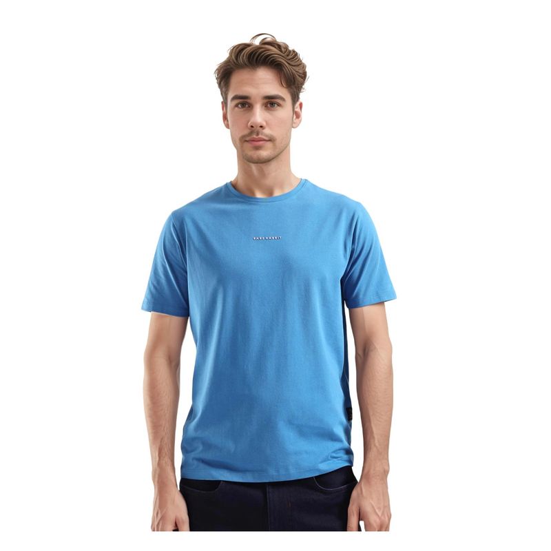 Rare Rabbit Rabbit-Inf Petrol Plain Regular Fit T-Shirt (M)