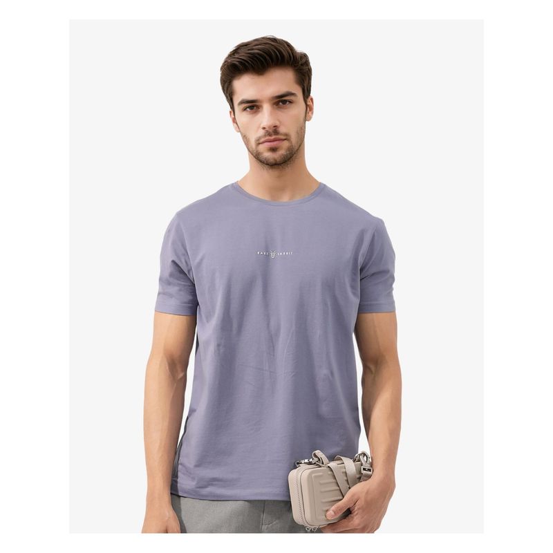 Rare Rabbit Rabbit-Z Dusky Purple Plain Regular Fit T-Shirt (L)