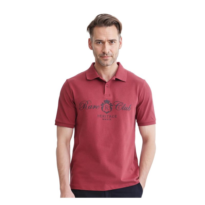 Rare Rabbit Rem Dark Red Plain Regular Fit Polo T-Shirt (XS)