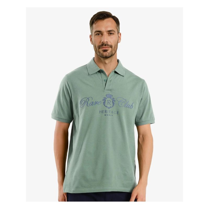 Rare Rabbit Rem Green Graphic Print Regular Fit Polo T-Shirt (XS)