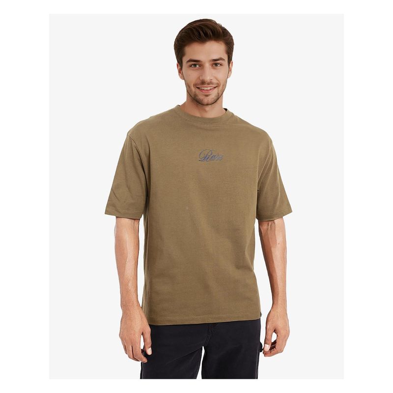 Rare Rabbit Reso Olive Graphic Print Oversized Fit T-Shirt (L)
