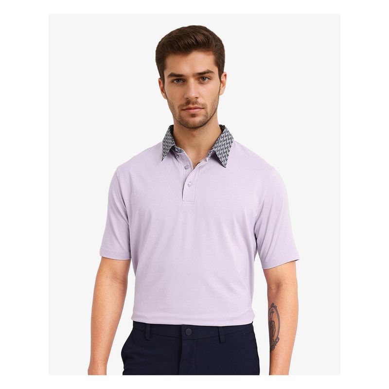 Rare Rabbit Ringer 2 Dusky Purple Plain Regular Fit Polo T-Shirt (XS)