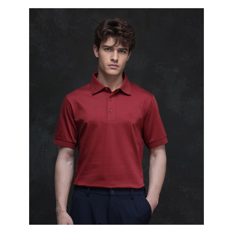 Rare Rabbit Ripl Red Plain Regular Fit Polo T-Shirt (XS)