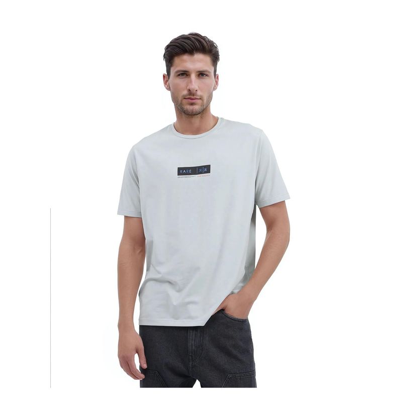 Rare Rabbit Rolt Dusky Green Graphic Print Regular Fit T-Shirt (S)