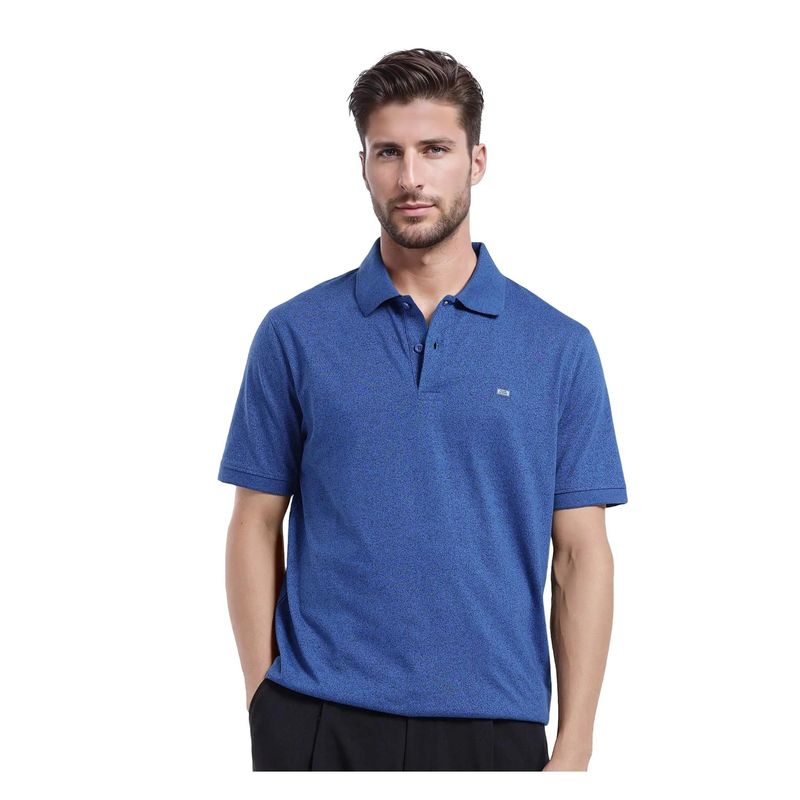 Rare Rabbit Schop Navy Blue Plain Regular Fit Polo T-Shirt (XS)