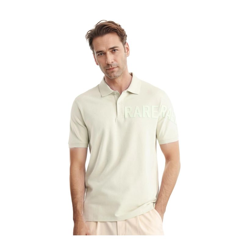 Rare Rabbit Taro Dusky Green Graphic Print Regular Fit Polo T-Shirt (L)
