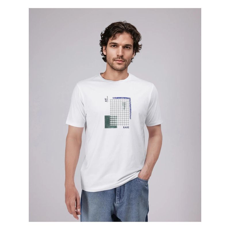 Rare Rabbit Toid White Graphic Print Regular Fit T-Shirt (M)