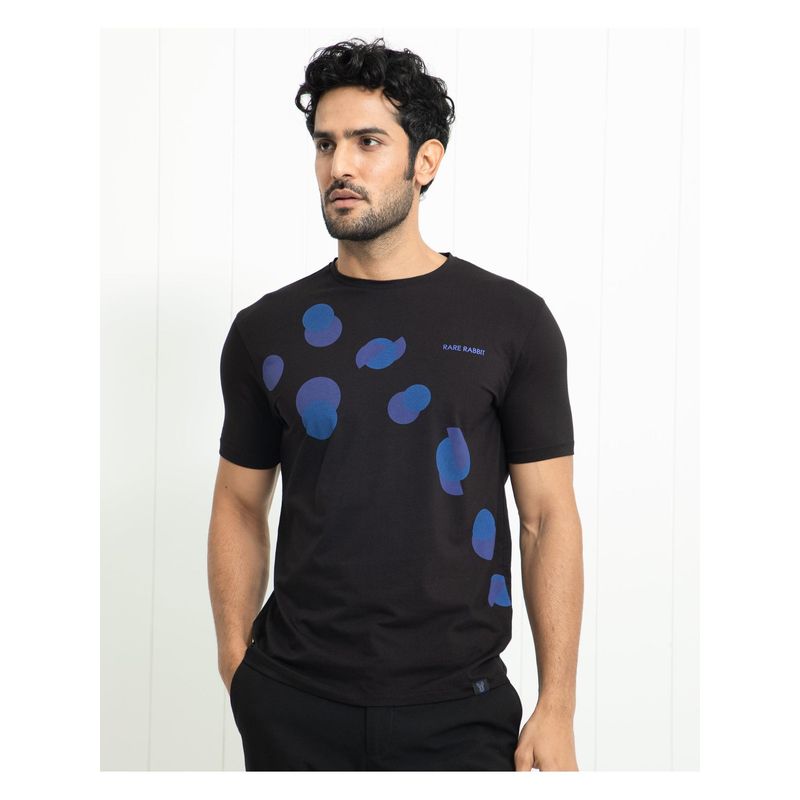 Rare Rabbit Univ Black Polka Slim Fit T-Shirt (M)