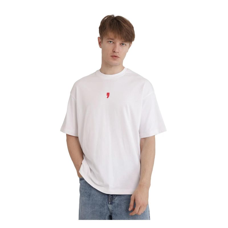 Rare Rabbit Voy White Graphic Print Oversized Fit T-Shirt (L)