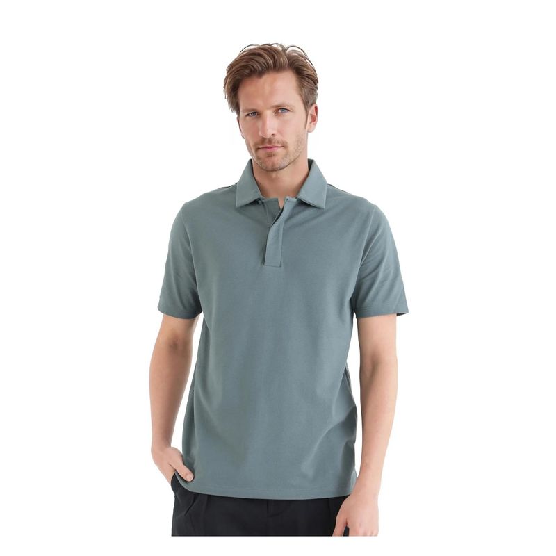 Rare Rabbit Zeni Dusky Green Plain Regular Fit Polo T-Shirt (L)