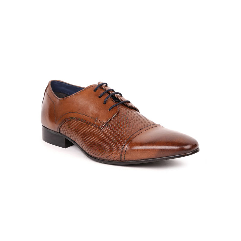 MASABIH Genuine Leather Brown Toecap LaceUp Derby Shoes (EURO 40)