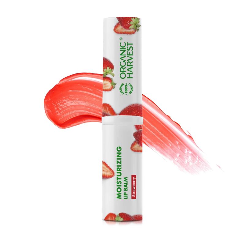 Organic Harvest Moisturising Lip Balm For Women With Strawberry Extracts For All Skin Types