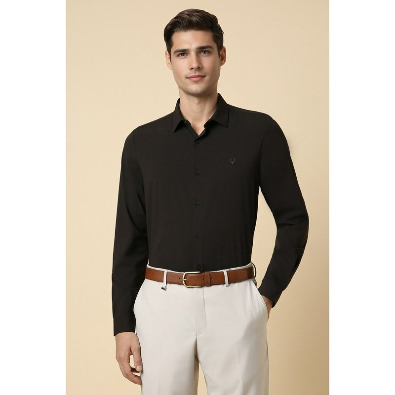 Allen Solly Men Black Slim Fit Solid Full Sleeves Formal Shirt (40)