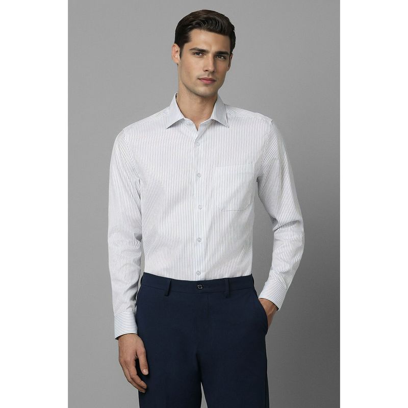 Men White Classic Striped Formal Shirt