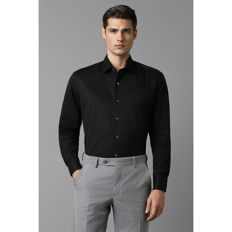 Louis Philippe Men Black Classic Fit Textured Full Sleeves Formal Shirt (40)
