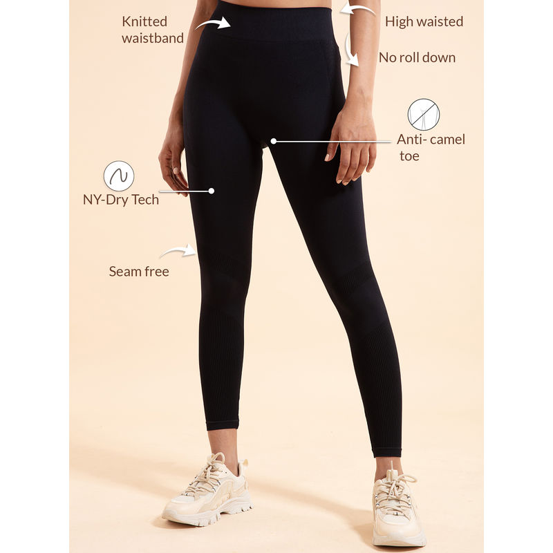 Nykd by Nykaa All Day Seamless Leggings - NYK097 Jet Black (S)