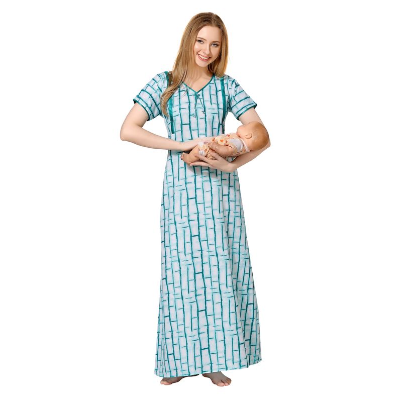 PIU Women's Premium Cotton Feeding Nighty Green (M) (M)